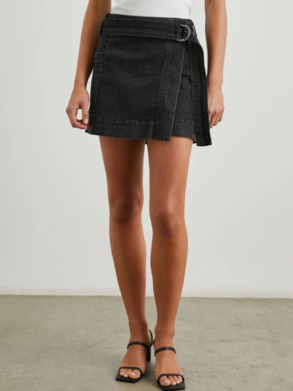 NWT Rails Deanna Black Pearl Denim Utility Mini Skirt Size Small
